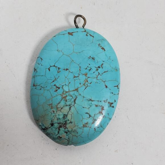 Vintage Turquoise Pendant 1.5 Inch Blue Green - Picture 2 of 2